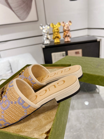 GG EXCLUSIVE SLIDE SANDAL IVORY SEDGE