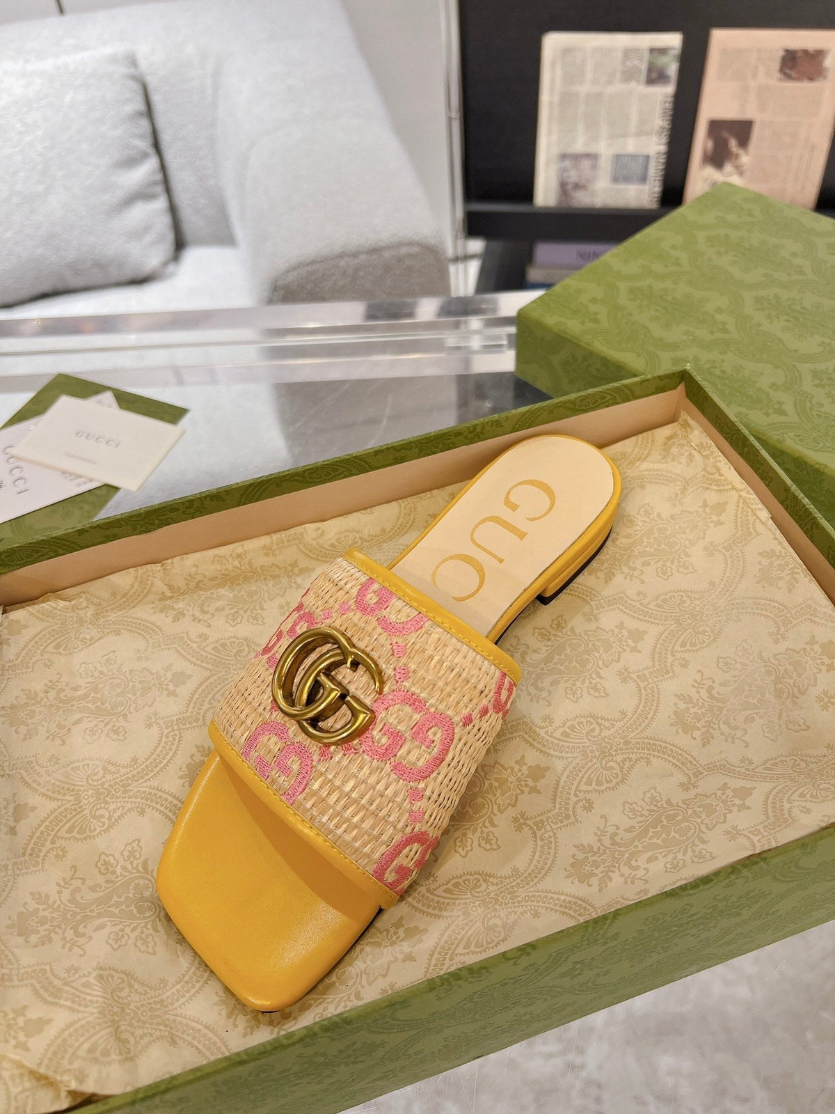 GG EXCLUSIVE SLIDE SANDAL AMBER SEDGE