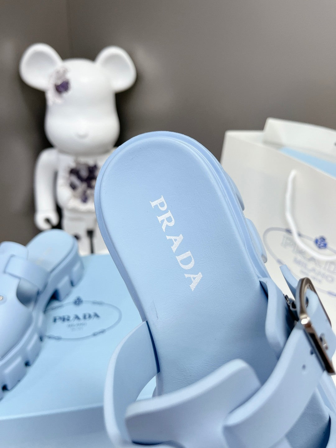 MONOLITH SLIPPER SANDALS IN SKY BLUE RUBBER