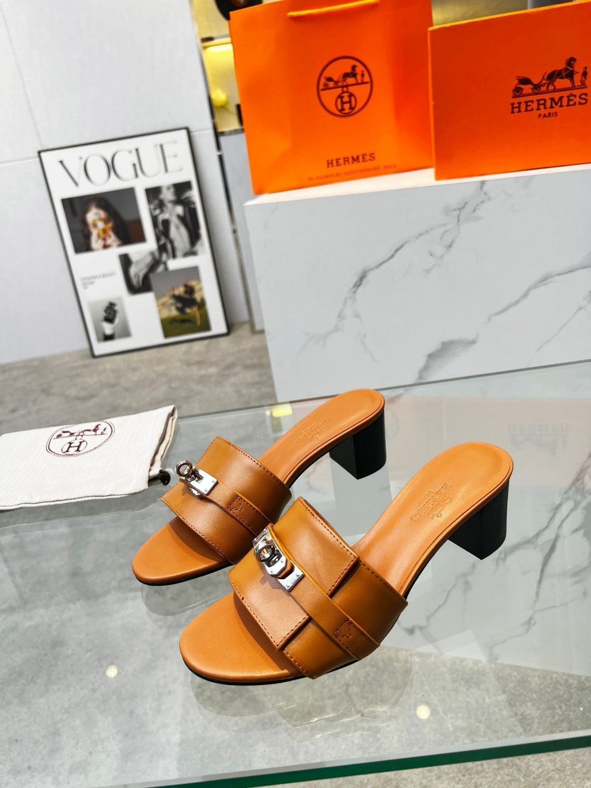 Gigi 50 Sandal Tan Calfskin