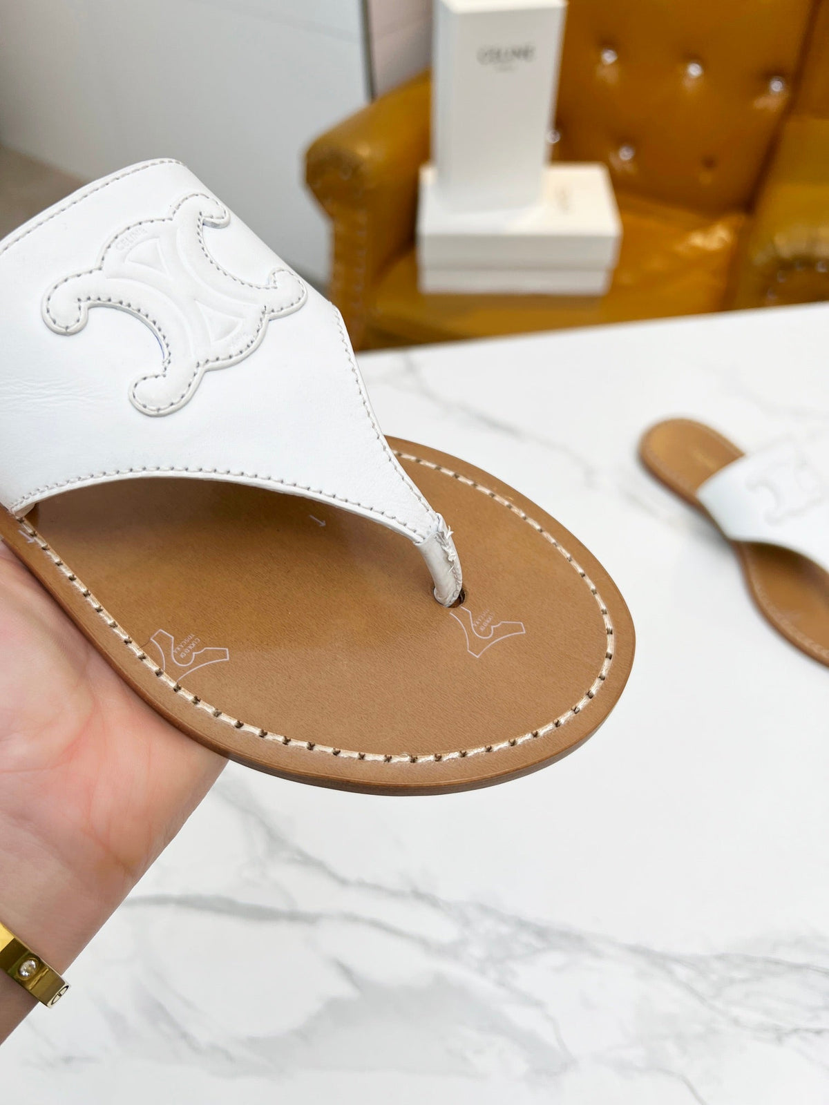 THONG MULE IN WHITE CALFSKIN