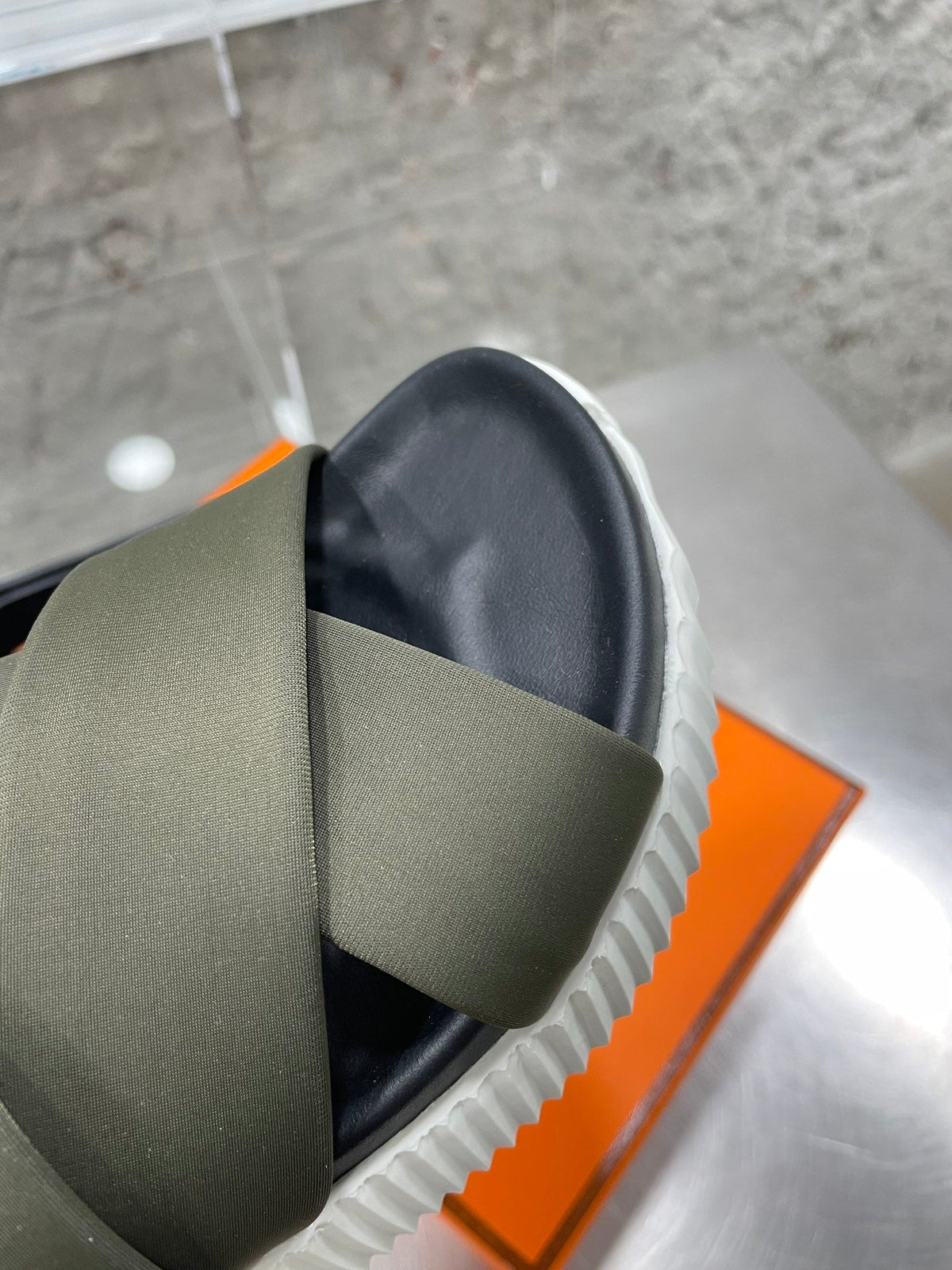 ELECTRIC SANDAL BLACK MIX DARK ARMY CALFSKIN