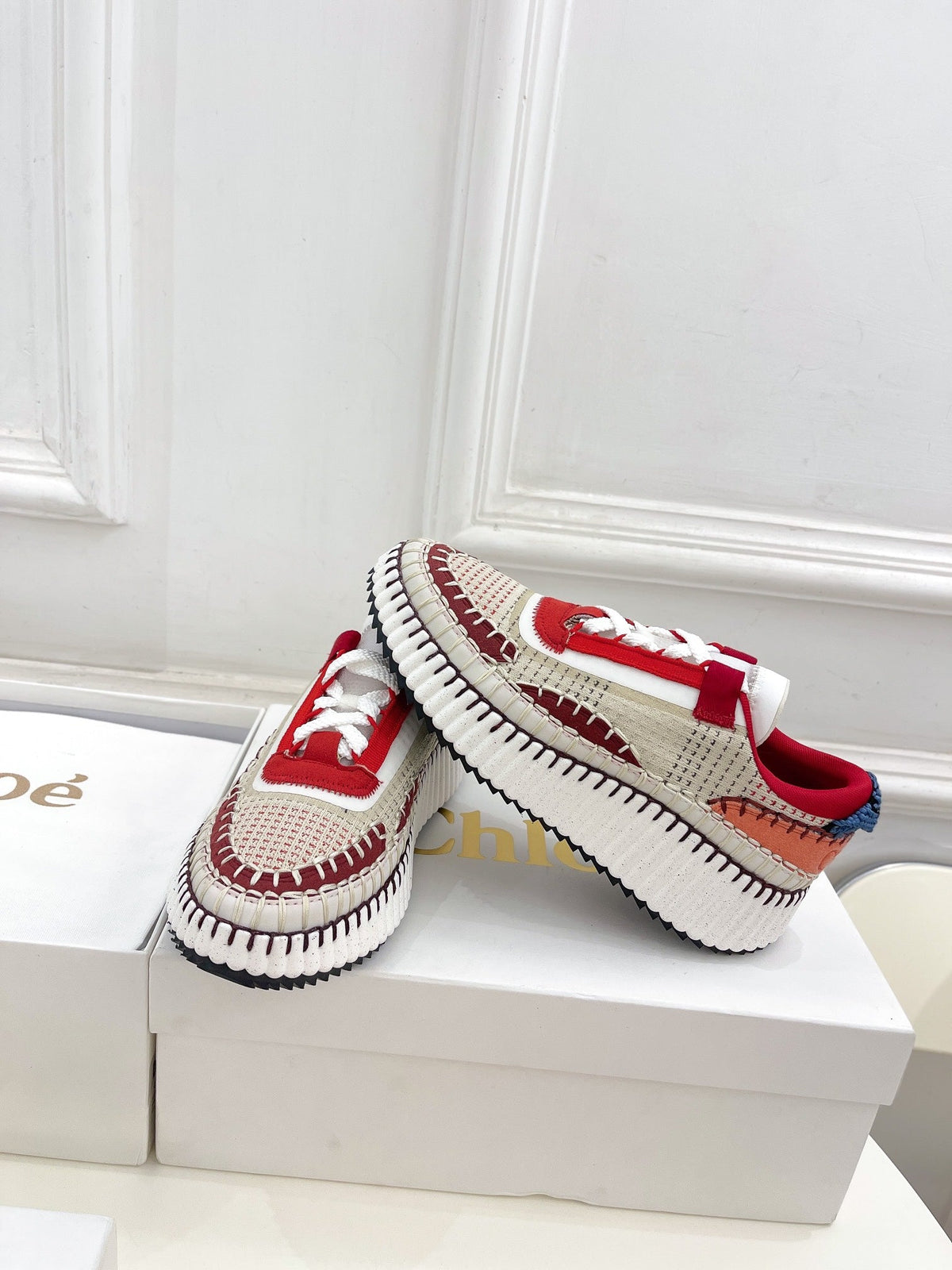 NAMA SNEAKER IN CHERRY RED MIX COLORFUL SPECIAL FABRIC
