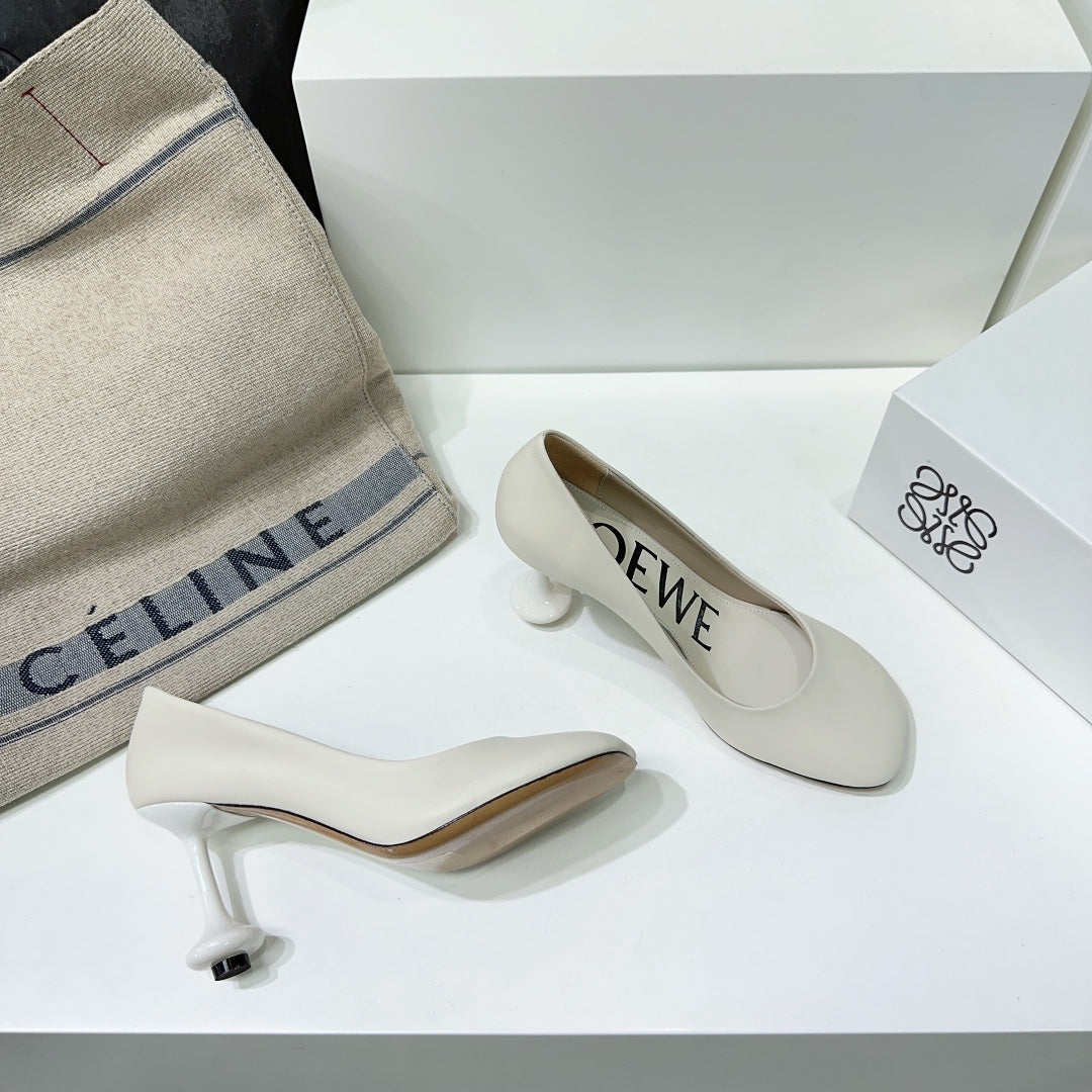 LW TOY PUMP 95 WHITE CALFSKIN