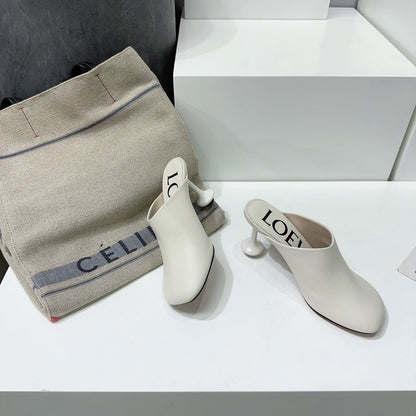 LW TOY MULE 95 WHITE CALFSKIN
