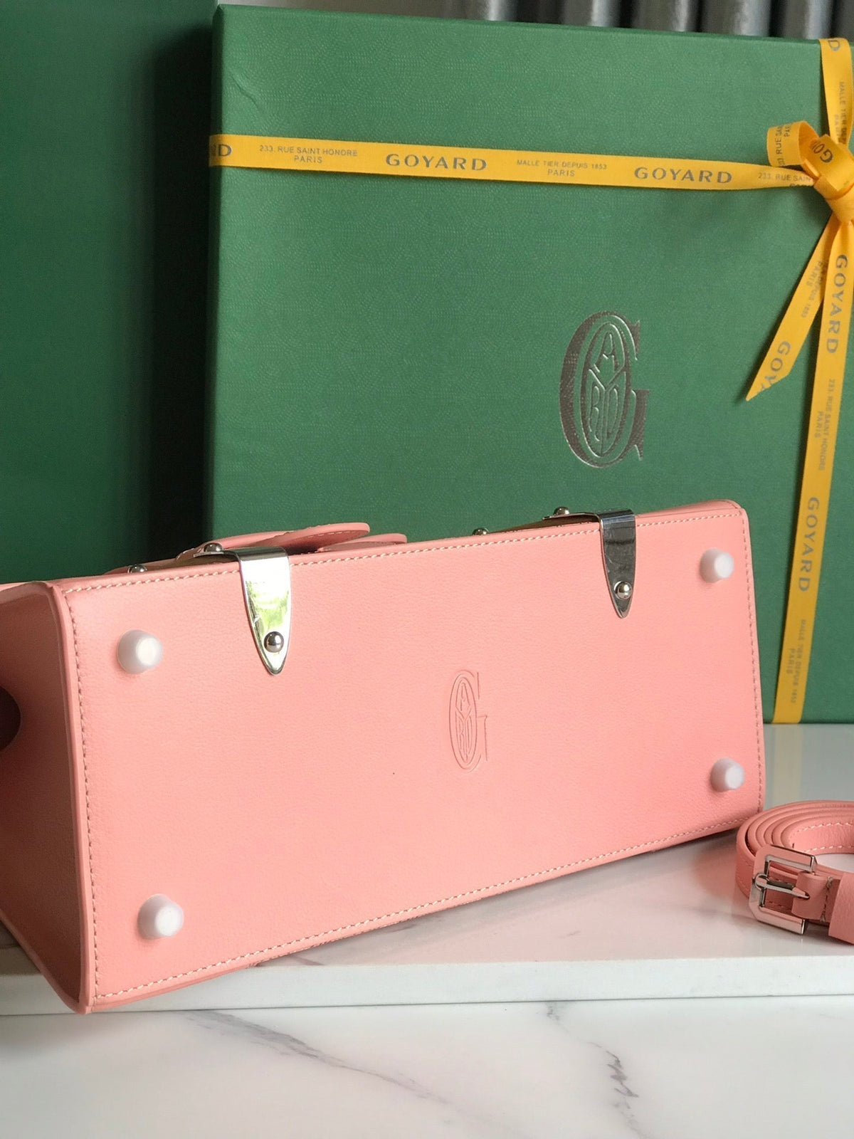 SAÏGON PM BAG 28 IN BABY PINK GOYARDINE CANVAS AND CALFSKIN