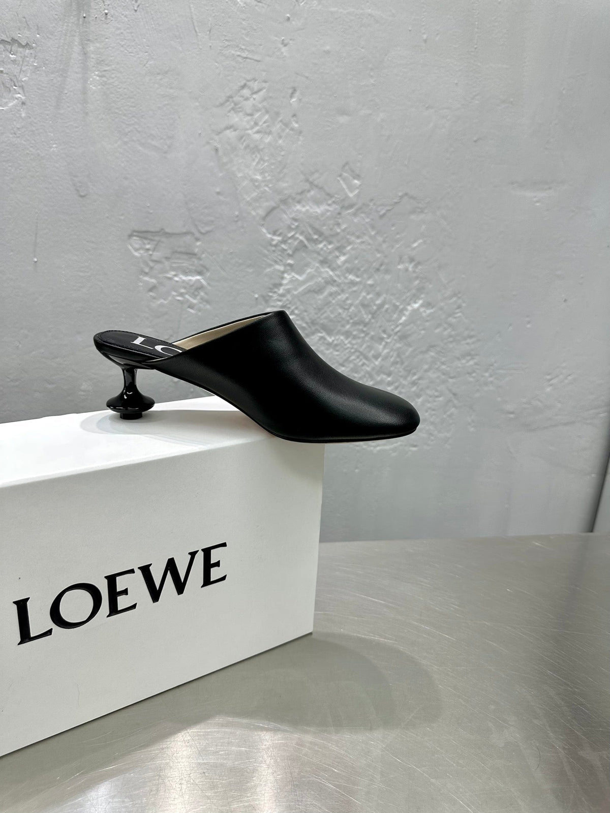 LW TOY MULE 55 BLACK CALFSKIN
