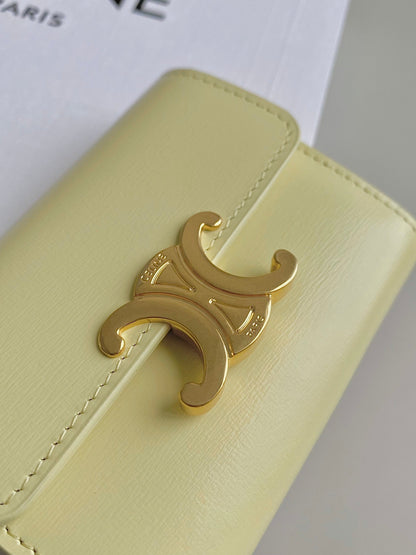 TRIOMPHE 9 WALLET TWO-IN-ONE YELLOW PASTEL CALFSKIN
