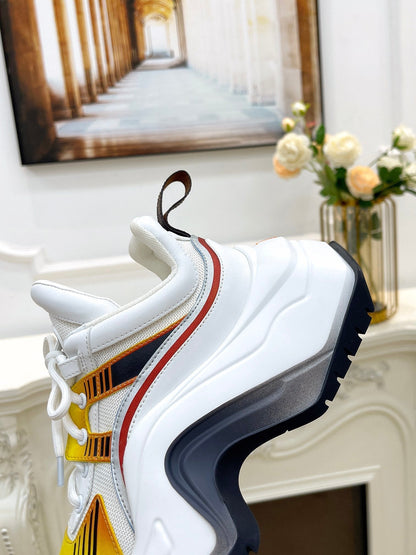 LV ARCHLIGHT 2.0 PLATFORM SNEAKER IN WHITE MIX YELLOW MIX OF MATERIALS