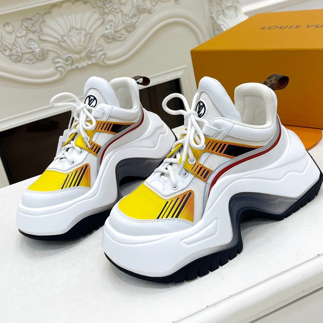 LV ARCHLIGHT 2.0 PLATFORM SNEAKER IN WHITE MIX YELLOW MIX OF MATERIALS