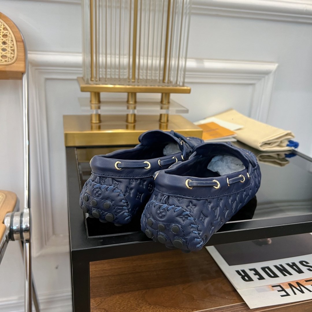 LV GLORIA FLAT LOAFER LOGO STAMPING DARK BLUE