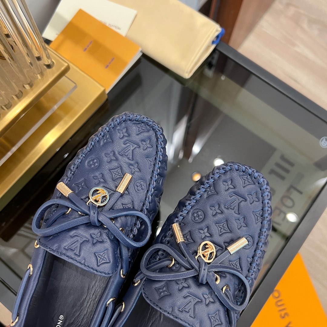LV GLORIA FLAT LOAFER LOGO STAMPING DARK BLUE