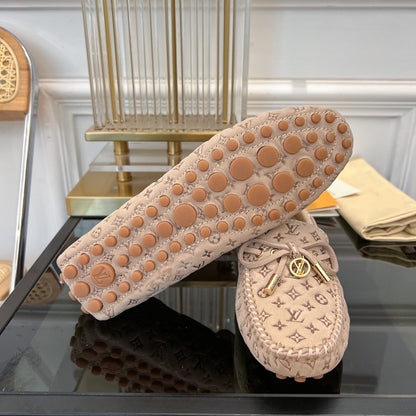LV GLORIA FLAT LOAFER LOGO STAMPING BEIGE