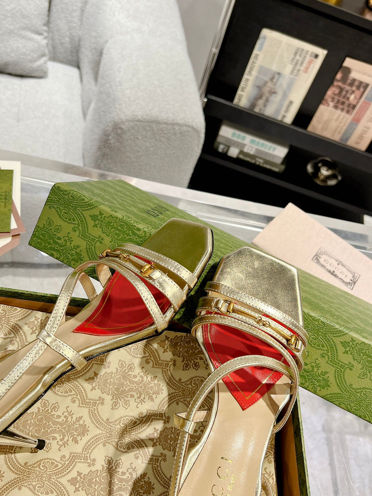 HIGH HEEL 65MM IN LIGHT GOLD CALFSKIN WITH RED HEART