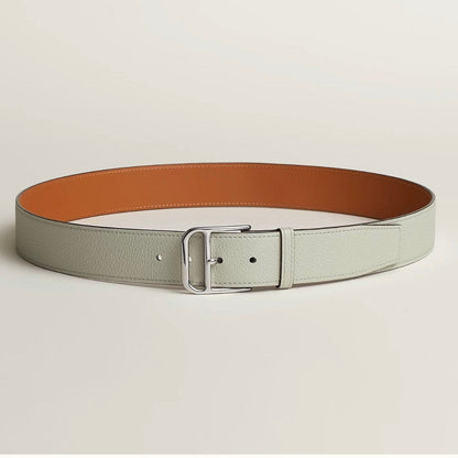 HM ROMAIN 35MM BELT WHITE CREAM LEATHER SILVER HARDWARE