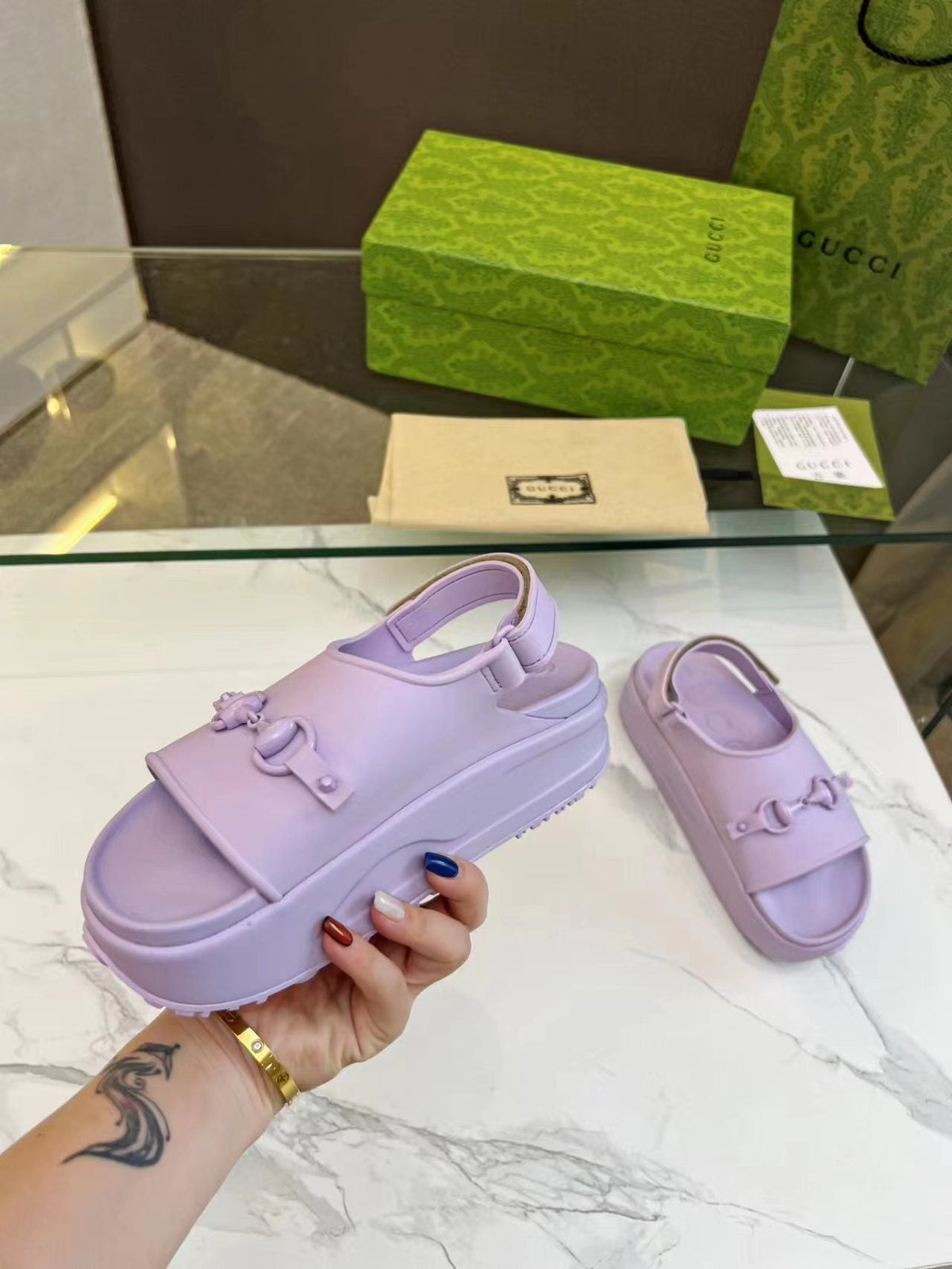 HORSEBIT FLATFORM SANDAL 5 CM IN PASTEL PURPLE IMPORTED TPU