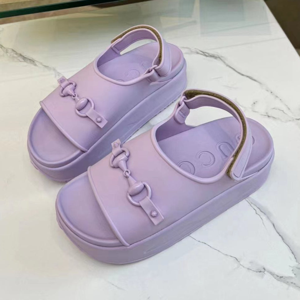 HORSEBIT FLATFORM SANDAL 5 CM IN PASTEL PURPLE IMPORTED TPU