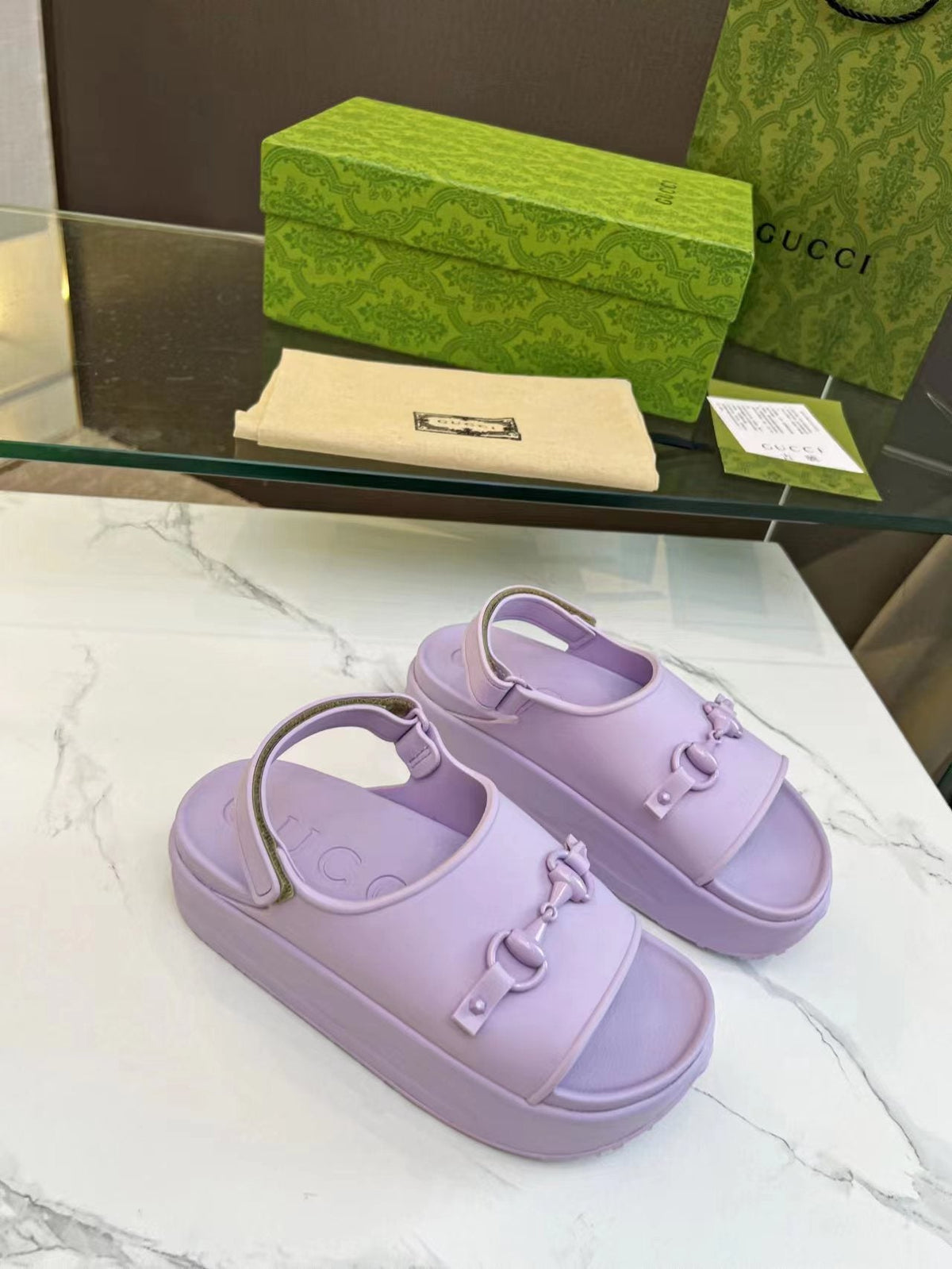 HORSEBIT FLATFORM SANDAL 5 CM IN PASTEL PURPLE IMPORTED TPU
