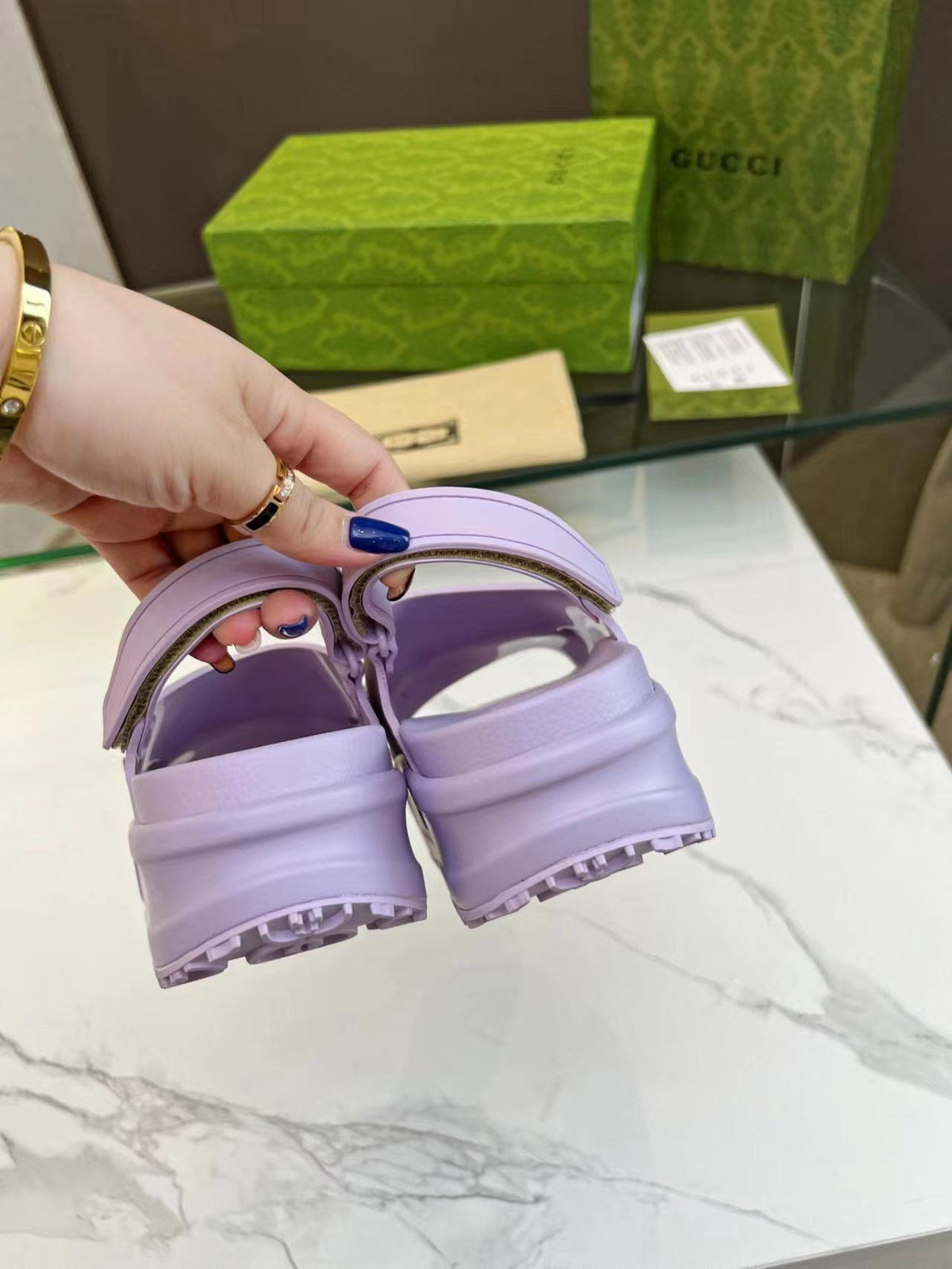 HORSEBIT FLATFORM SANDAL 5 CM IN PASTEL PURPLE IMPORTED TPU