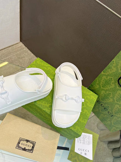 HORSEBIT FLATFORM SANDAL 5 CM IN WHITE IMPORTED TPU