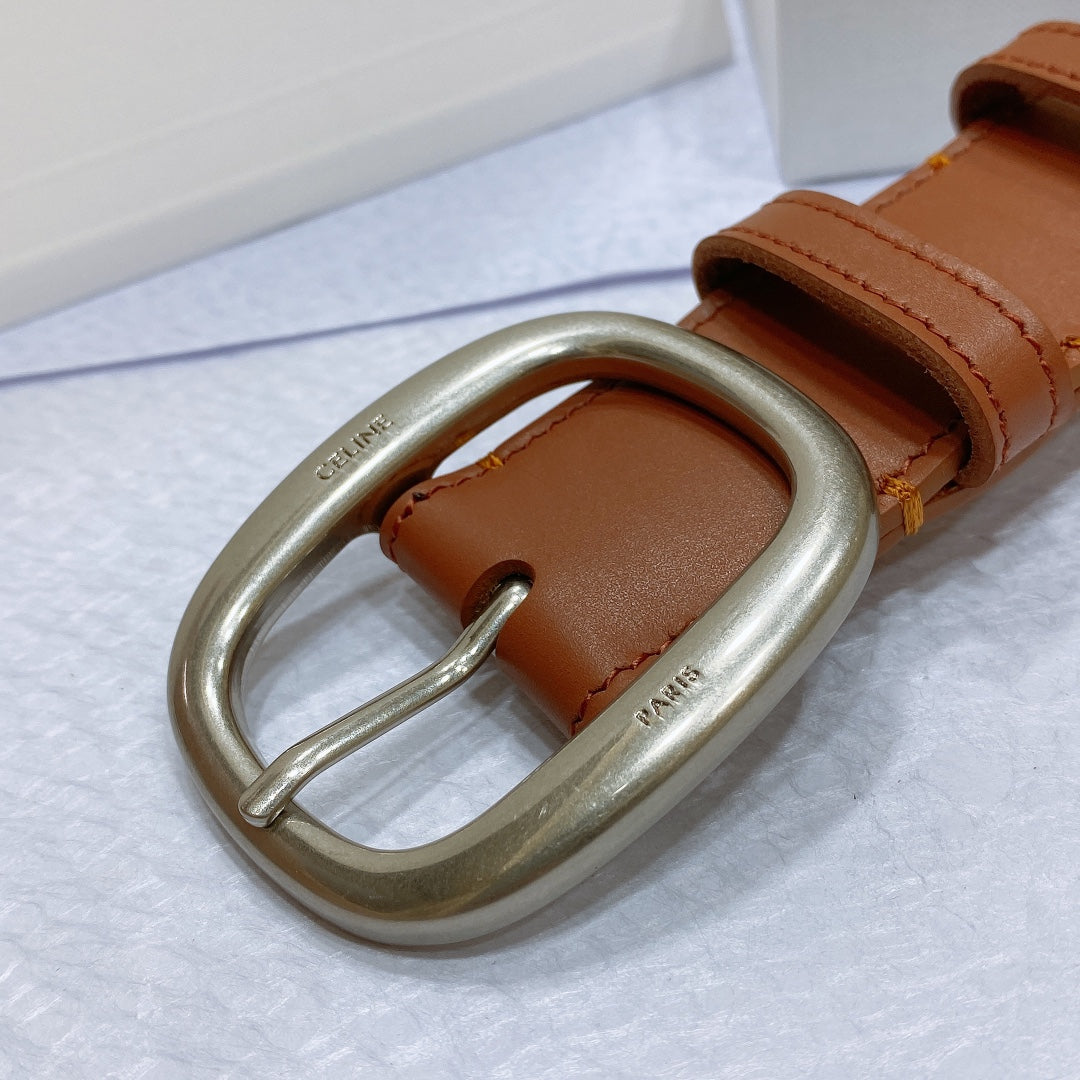 CL LARGE 35 MM BELT IN BRONZE BROWN CALFSKIN LIGHT GOLD HARDWARE