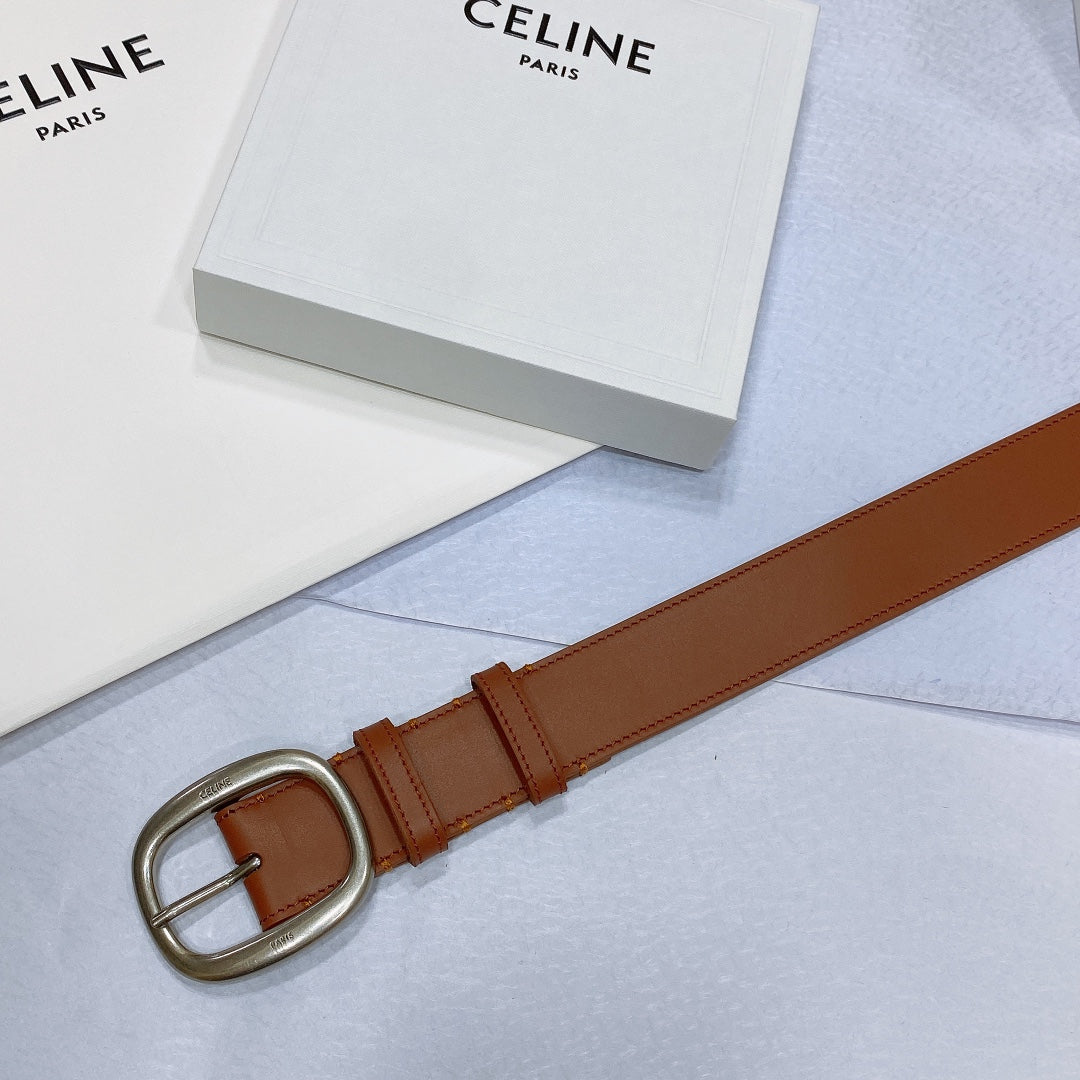 CL LARGE 35 MM BELT IN BRONZE BROWN CALFSKIN LIGHT GOLD HARDWARE