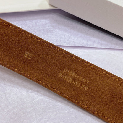 CL LARGE 35 MM BELT IN BRONZE BROWN CALFSKIN LIGHT GOLD HARDWARE