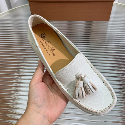 LP DOT SOLE WALK LOAFERS WHITE LAMBSKIN
