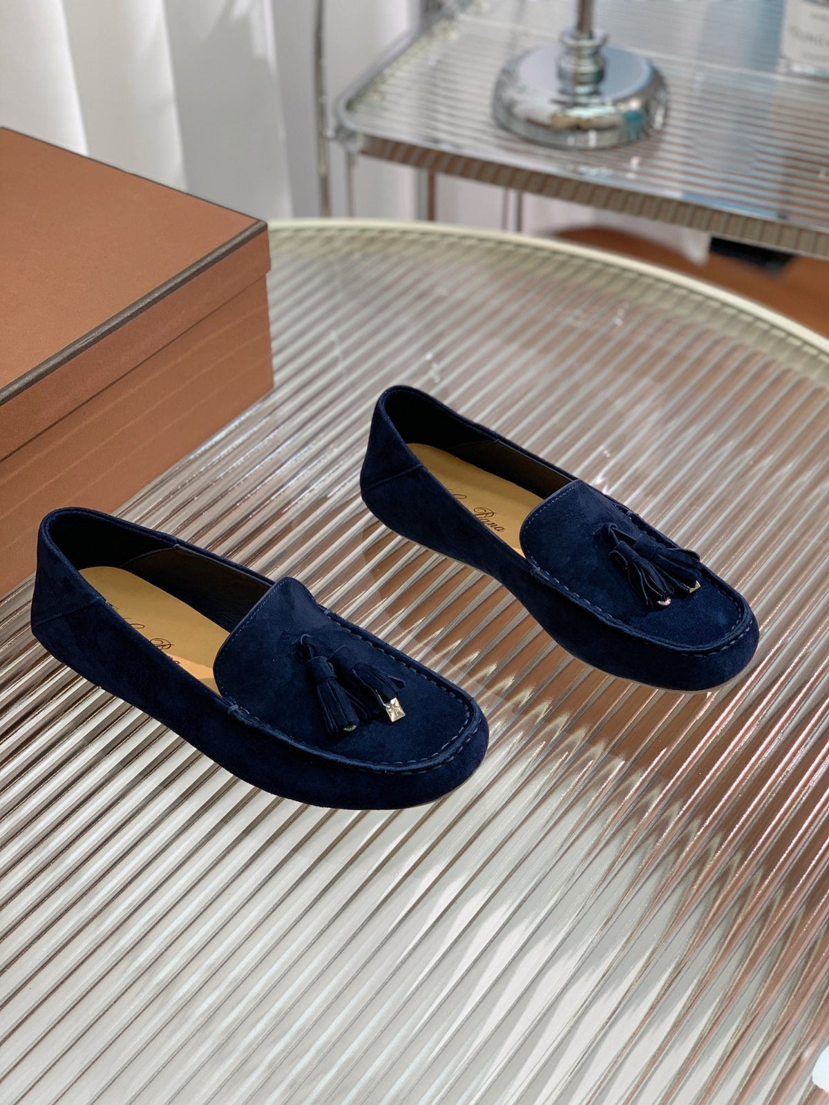 LP DOT SOLE WALK LOAFERS NAVY SUEDE