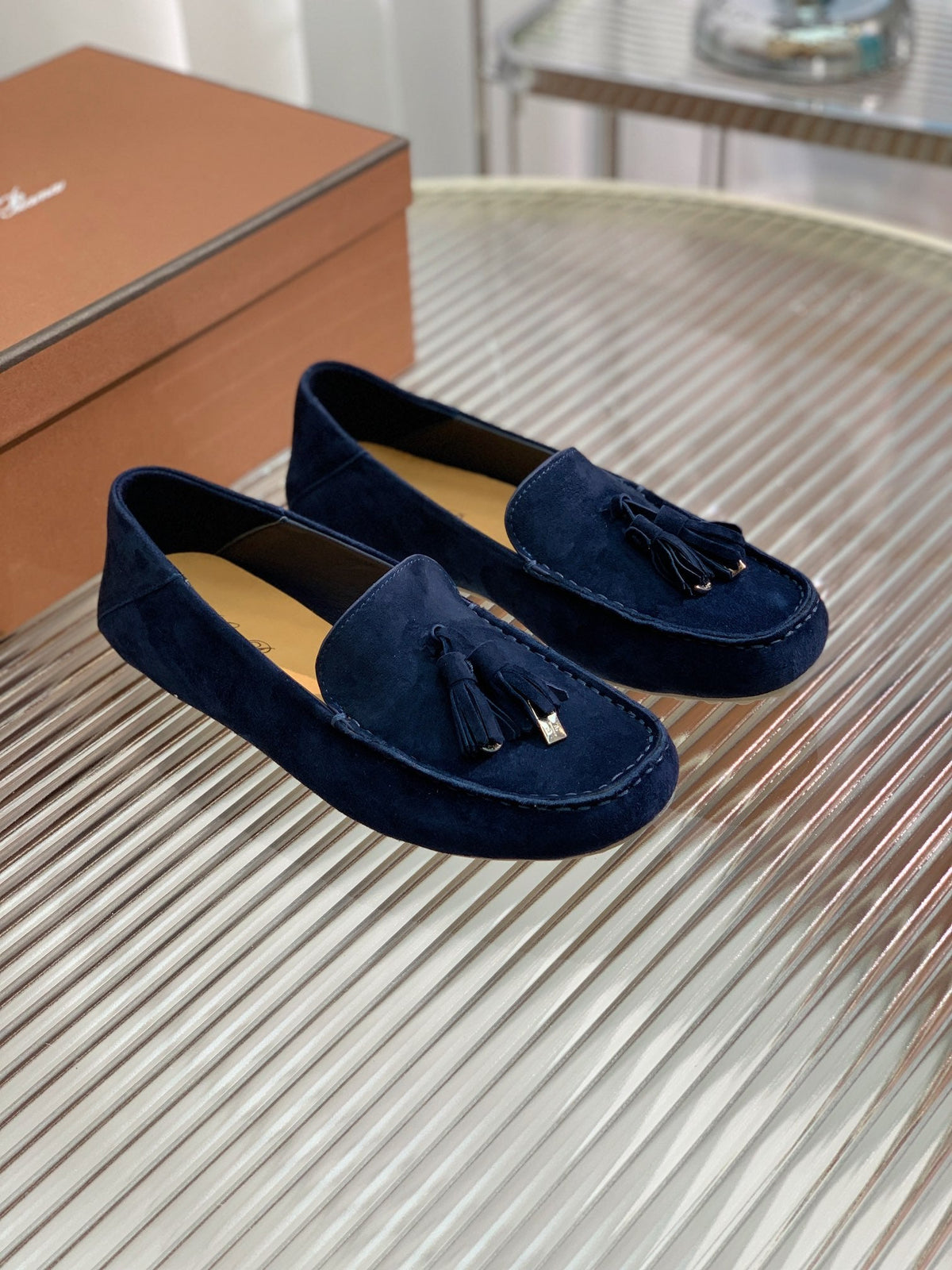 LP DOT SOLE WALK LOAFERS NAVY SUEDE