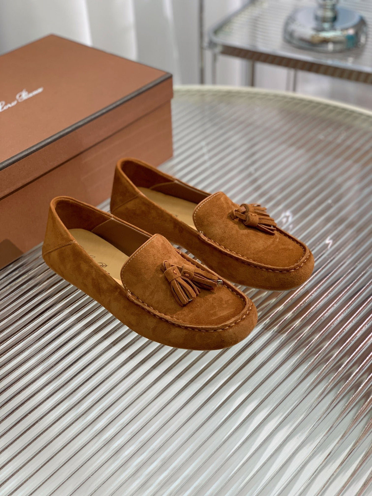 LP DOT SOLE WALK LOAFERS CARAMEL SUEDE