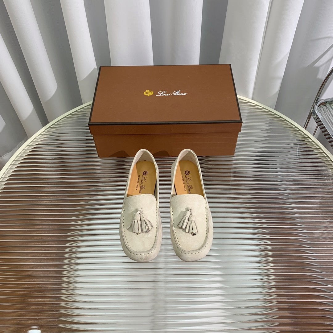 LP DOT SOLE WALK LOAFERS CREAMY WHITE SUEDE