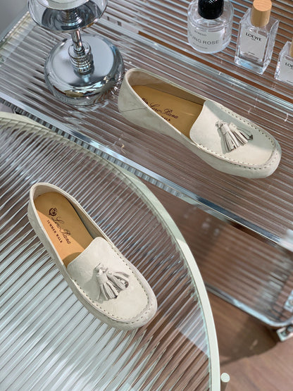 LP DOT SOLE WALK LOAFERS CREAMY WHITE SUEDE