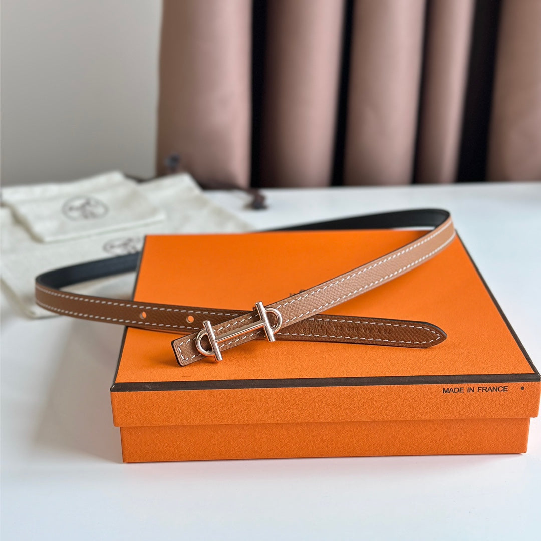 HM GAMMA BUCKLE & REVERSIBLE BRONZE BROWN AND BLACK LEATHER STRAP 13MM COPPER HARDWARE