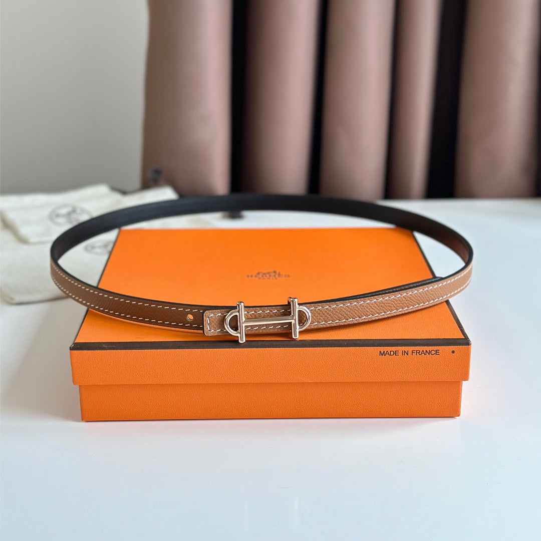 HM GAMMA BUCKLE & REVERSIBLE BRONZE BROWN AND BLACK LEATHER STRAP 13MM COPPER HARDWARE