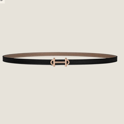 HM GAMMA BUCKLE & REVERSIBLE KHAKI BROWN AND BLACK LEATHER STRAP 13MM COPPER HARDWARE