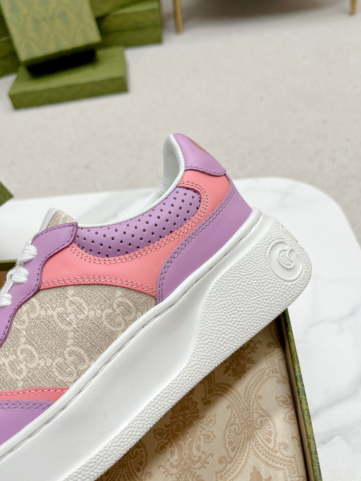 GG TRAINER LIGHT GRAY AND PURPLE CALFSKIN
