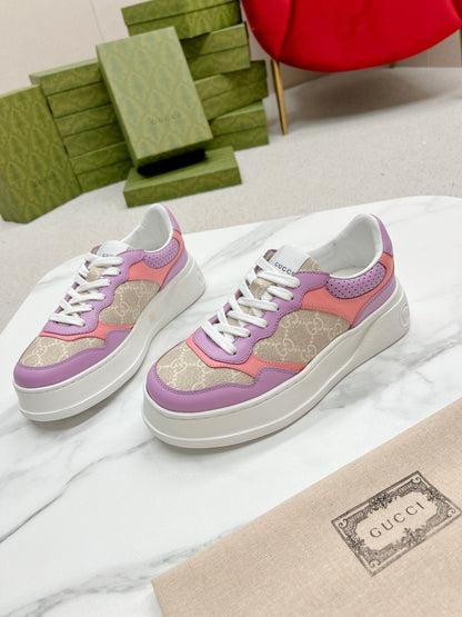 GG TRAINER LIGHT GRAY AND PURPLE CALFSKIN
