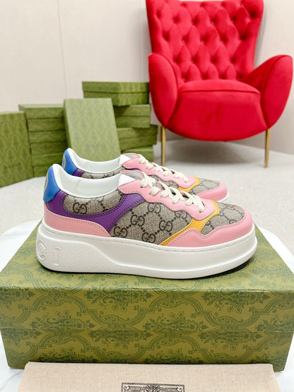 GG TRAINER LIGHT BROWN AND PINK CALFSKIN