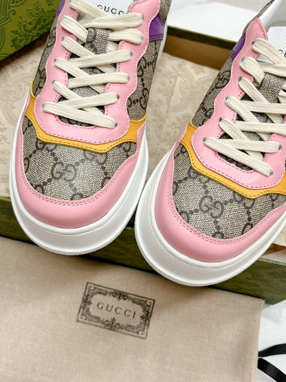 GG TRAINER LIGHT BROWN AND PINK CALFSKIN