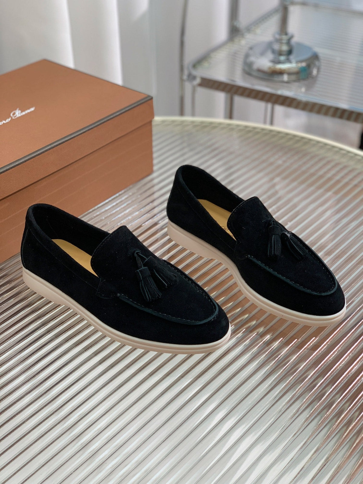 LP SUMMER WALK TASSELS LOAFERS BLACK SUEDE