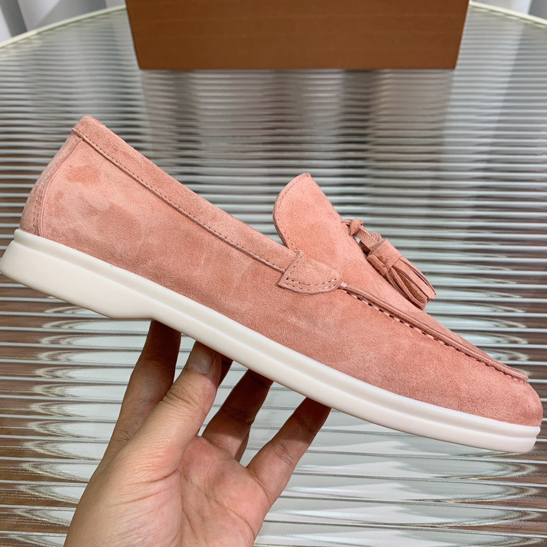 LP SUMMER WALK TASSELS LOAFERS BLUSH PINK SUEDE