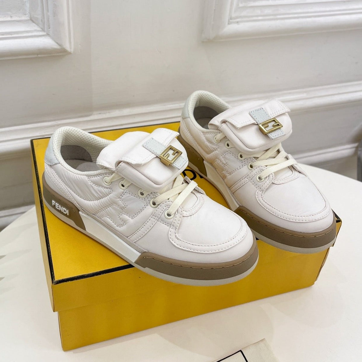 FENDI TRAINER SNEAKER IN WHITE LAMBSKIN