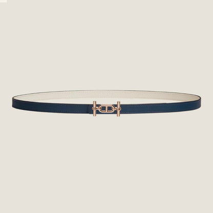 HM ANCRE BUCKLE & REVERSIBLE WHITE AND NAVY BLUE LEATHER STRAP 13MM COPPER HARDWARE