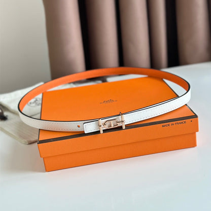 HM ANCRE BUCKLE & REVERSIBLE WHITE AND ORANGE LEATHER STRAP 13MM COPPER HARDWARE