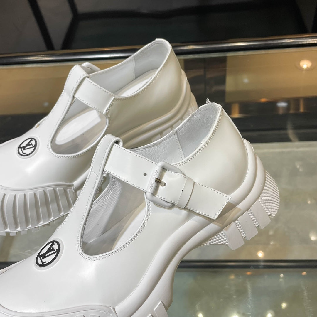 LV WOMEN CHECKER MARY JANE IN WHITE CALFSKIN