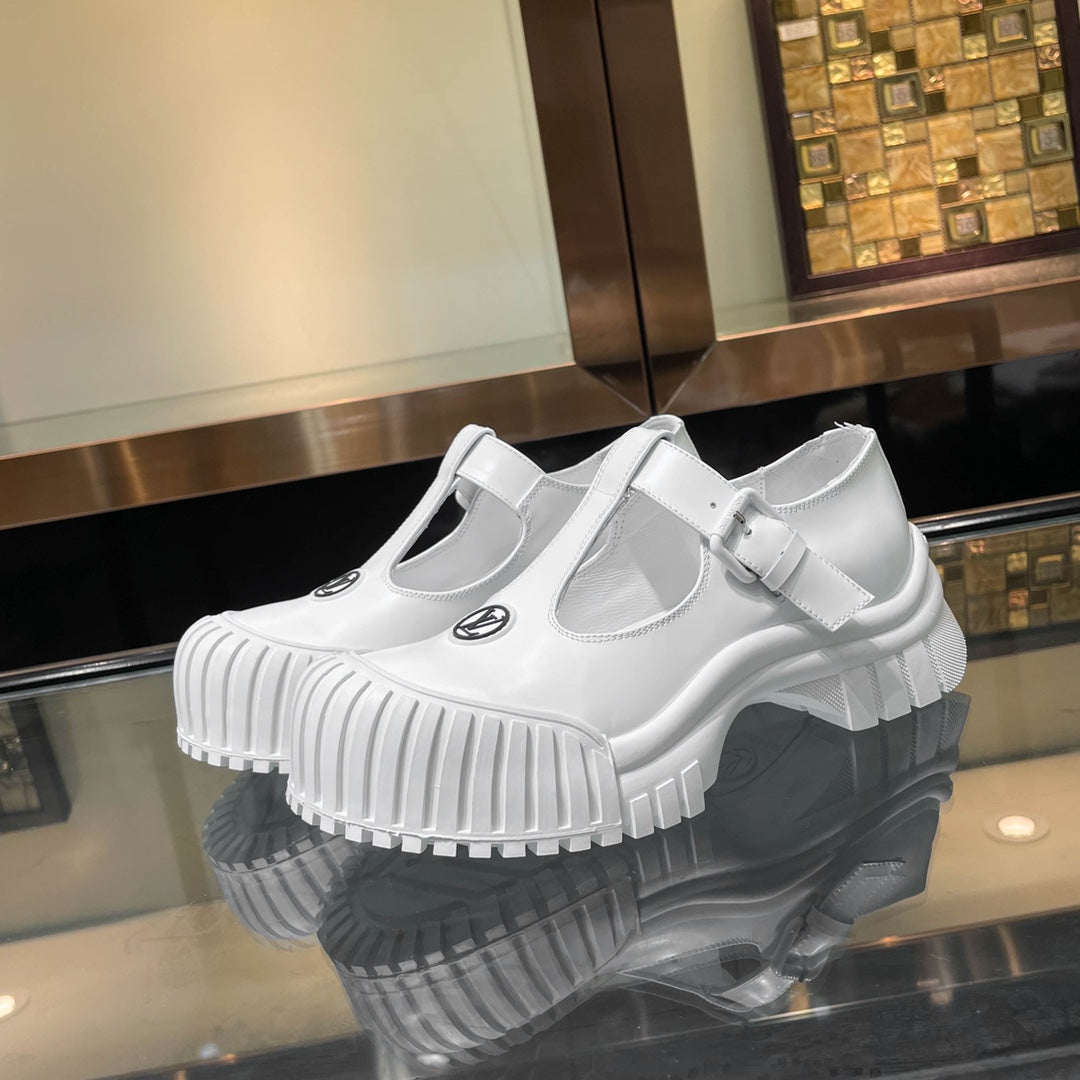 LV WOMEN CHECKER MARY JANE IN WHITE CALFSKIN