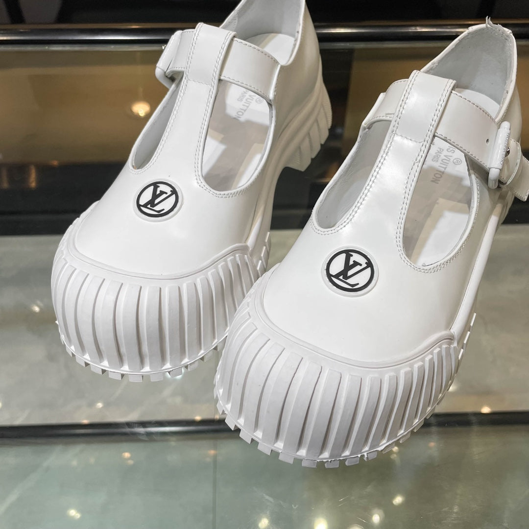 LV WOMEN CHECKER MARY JANE IN WHITE CALFSKIN