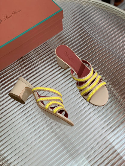 LP SPRIGHTLY CHARMS MID-SANDAL LEMON CALFSKIN