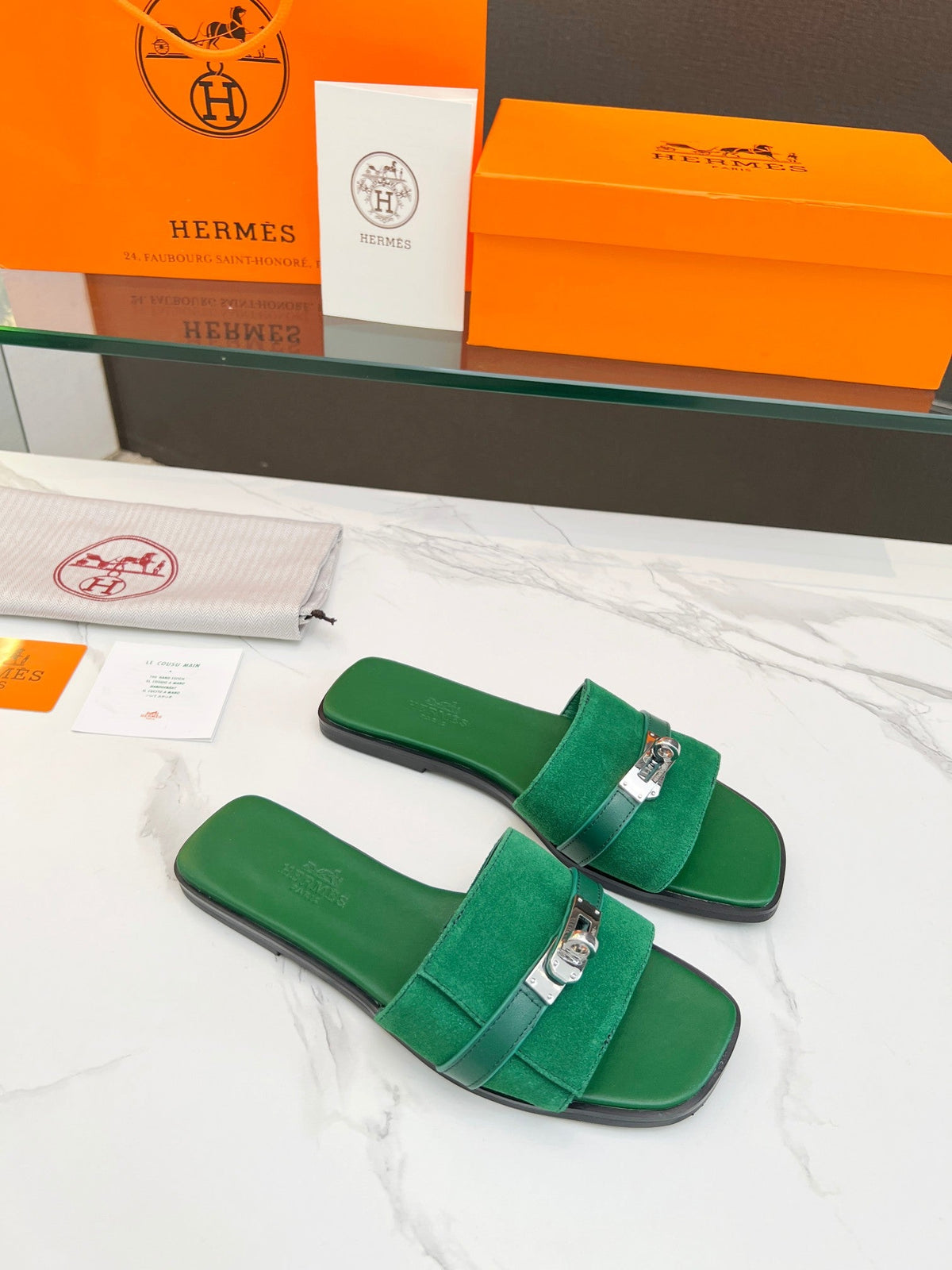Giulia Sandal Green Suede Green Calfskin